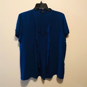 Cobalt blue blouse with necktie bow